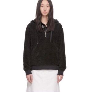 Rag & Bone Black Faux Shearling 1/4 Zip Hoodie